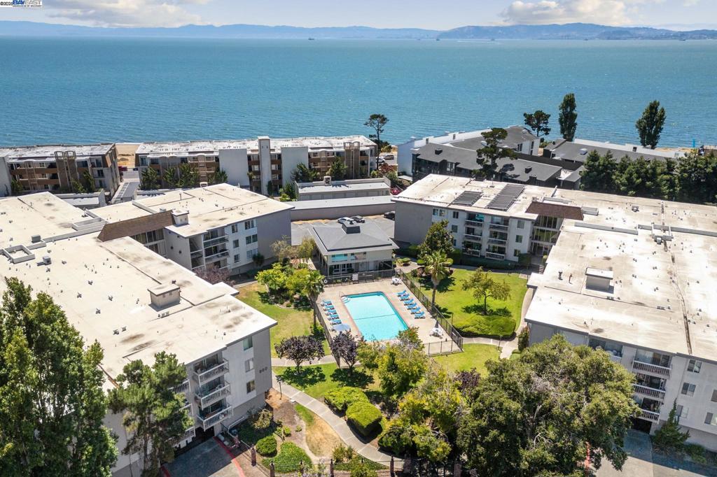 Live by Alameda Beach! This stylishly remodeled Condo is located in the highly coveted mid-century Southshore Beach and Tennis Club just steps away from Alameda’s beautiful Crown Beach. Unit 112 is a 744 square feet 1 bedroom, 1 bath retreat uniquely accessible from the popular walking, biking trails of Shoreline Drive. Updates include updated kitchen and bath. The Open and Bright living room/dining room is a wonderful place to entertain and unwind after a fun day paddle boarding, kitesurfing or relaxing by Crab Cove. The spacious bedroom has a walk-in closet, open shelving storage and extra area for office. The tastefully update bath includes intricate tilework in the tub shower surround. The condo is located within well-maintained building with large community pool, clubhouse, gated parking, and well-appointed community laundry. Don’t miss the shortcut path to the beach from the parking lot. Location is Prime here: close to Southshore Center, Park Street, Schools, Washington Park, Crab Cove, the restaurants/cafes/shops/Farmers Market of Webster St. and Buses to SF, SF Ferry, and other Transportation.