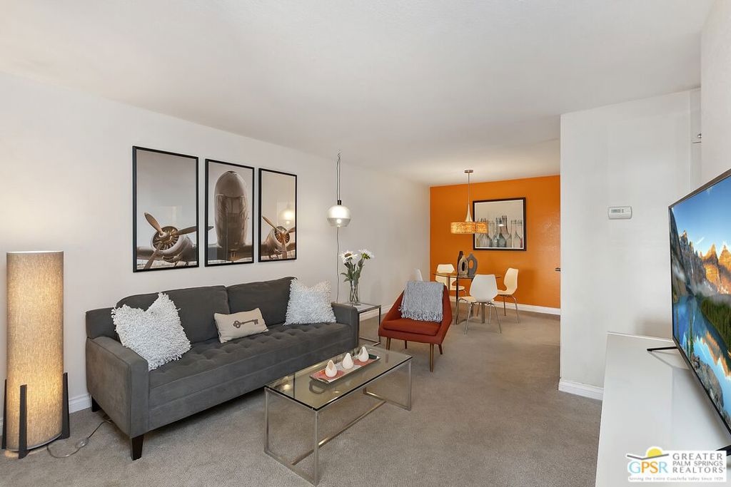 Welcome to the picturesque community of Palm Springs Villas II. This cozy complex features three pools, four spas, barbecues, tennis courts and amazing mountain views! This charming upper-level condo has a spacious kitchen, a comfortable carpeted living room, and an outdoor sitting area. With an ideal location, right down the road from the famous Palm Springs Aerial Tram and a quick drive to the many restaurants of downtown Palm Springs, this condo has it all!