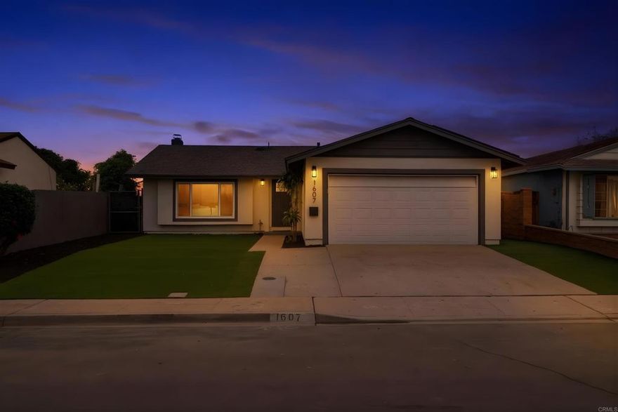 Beautifully updated single-family home in the heart of Egger Highlands, minutes from Imperial Beach & freeways. This spacious 5 bedroom/3 bath home offers modern comfort, featuring new vinyl plank flooring, recessed lighting, fresh interior/exterior paint, and a stunning designer kitchen with shaker cabinets & quartz countertops. Vaulted ceilings in the living area, plus a fireplace for cozy winter evenings. Two bedrooms & one bath enjoy separate exterior access, ideal for multigenerational living or potential income. The private backyard with new turf offers an inviting, easy-to-maintain space for outdoor dining and relaxation. Conveniently located near shopping, schools, and local military bases including NAS North Island, this move-in ready home is perfect for families, entertainers, or those seeking additional income potential.