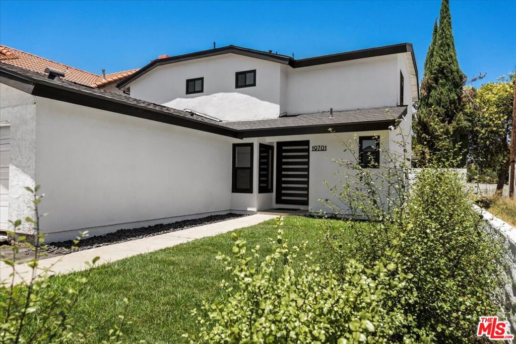 Beautifully remodeled 4 BD/3BA home. Completely redone top to bottom with large living and dining areas open to bright well laid out kitchen with all new appliances included with rental. Easy access to large private backyard with partially covered patio and fruit trees. New dual glazed windows and sliding doors ensure quiet and ample natural light. One bedroom and bath are on first level. Upstairs is primary suite with dual vanity bath and walk in closet plus 2 additional bedrooms and bath. New energy efficient central air/heating system. Two parking spaces on driveway (front facing garage converted to ADU, not included in rental and totally private from house). Close to freeways and all shopping and services.