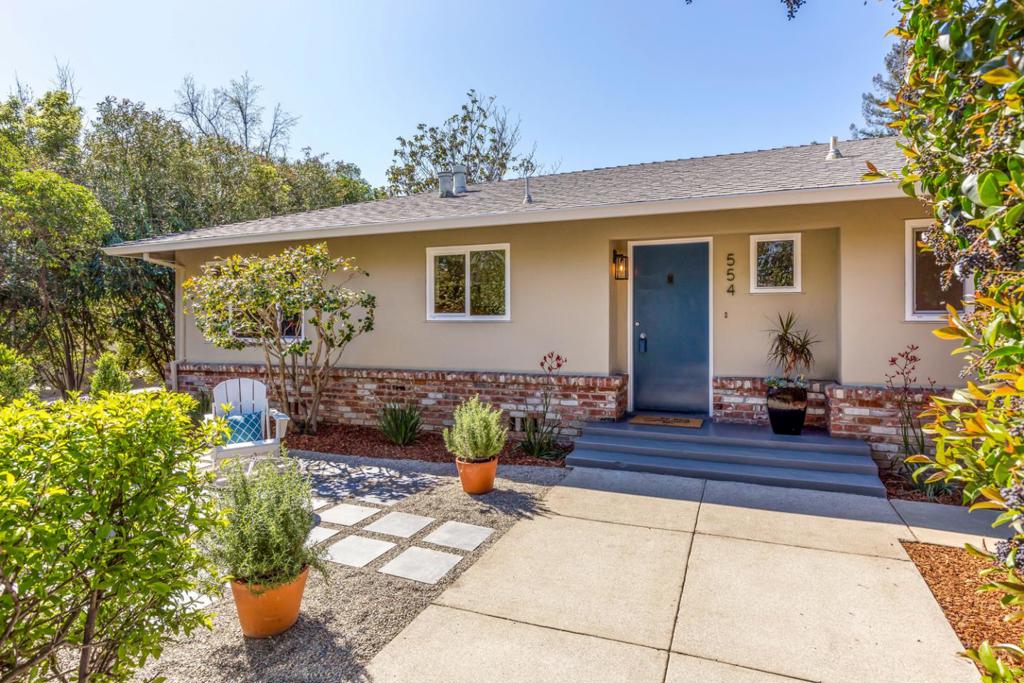 This lovely mid-century ranch-style home (with entrance on Alta Mesa Avenue) is located near the tranquil Barron Park neighborhood and close to top-rated neighborhood schools and parks, and minutes from Stanford University. The location is prime - near the California Avenue shops & restaurants, public transportation, Sunday Farmers Market, and a short drive to Silicon Valleys major tech companies. Property highlights are three spacious bedrooms with cedar-lined closets, a large living room with wood-burning fireplace, dual pane windows throughout the home, a back porch and two natural stone entertaining patios. The spacious detached garage with 3rd bathroom (permit status unknown) lends itself to multiple uses, from home office, to fitness area, to additional play room, as well as potential conversion into an ADU (subject to Palo Alto building and planning department rules). A few blocks to schools, restaurants and many conveniences.