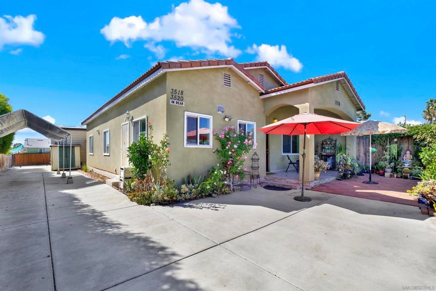 Step into opportunity with this centrally located duplex offering both stability and upside. The front home was fully remodeled in 2016 with thoughtful updates and improvements, creating a comfortable and turnkey living space. Behind it, the second unit has never been vacant, providing consistent rental income with strong tenant demand. With its mixed-use zoning, the property isn’t limited to its current use. Investors and savvy buyers looking to offset their mortgage with rental income, can explore options to add another residential unit, reposition the site for commercial or mixed-use development, or simply bring rents up to market for immediate gains. Its location along Euclid Avenue offers excellent accessibility to freeways, San Diego State University, and surrounding neighborhoods, ensuring ongoing demand for both residential and commercial uses. This is a rare chance to secure dependable income today with the flexibility to unlock even greater long-term potential. 3518-3520 Euclid Ave. is a unique and rare real-estate opportunity you won't want to miss.