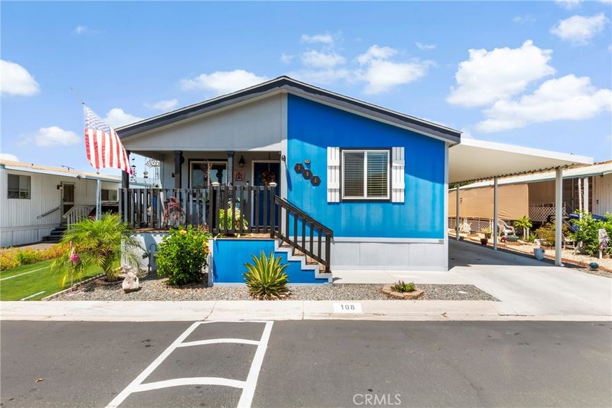 Welcome to 3700 Buchanan St #108, a beautifully maintained home in the sought-after 55+ Mission Village community. Built in 2017, this move-in ready residence offers 2 spacious bedrooms, 2 full bathrooms, and a versatile office/den, perfect for guests, hobbies, or a home workspace.



The inviting open floor plan features high ceilings, recessed lighting, and luxury vinyl plank flooring for a modern, airy feel. The kitchen is a cook’s delight with stainless steel appliances, a walk-in pantry, and ample cabinetry for storage. Natural sunlight fills every room, complemented by ceiling fans throughout for year-round comfort.



At the front of the home, a charming covered porch invites you to sit and relax with your morning coffee or evening tea. Step into the low-maintenance backyard and side yard featuring synthetic grass—perfect for easy upkeep. Pet lovers will appreciate the dog door, ramp, and included electric collars for seamless outdoor access. A two-car covered carport adds everyday convenience.



Mission Village residents enjoy resort-style amenities, including an updated clubhouse, pool, and recreation room. You’ll also love the unbeatable location—just minutes from shopping, dining, the Galleria at Tyler, Costco, medical facilities, golf courses, and easy freeway access. Outdoor enthusiasts will appreciate being a short drive to Hidden Valley Wildlife Area, Mount Rubidoux, and Sycamore Canyon Wilderness Park for scenic hiking, biking, and nature walks.