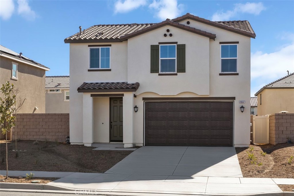 We make it easy to view our move-in ready homes with self-guided tours! Ask your sales counselor for more information, so you can see this stunning, two-story home showcases water-efficient front yard planting. Inside, discover an open floor plan with 9-ft. ceilings and luxury vinyl plank flooring. The kitchen boasts maple Shaker-style cabinets, Frost White quartz countertops and Whirlpool® stainless steel appliances. The primary bedroom features plush carpeting, a walk-in closet and connecting bath that offers cultured marble countertops, a tub and separate walk-in shower. Additional highlights of this all-electric home include a solar energy system (purchase or lease required), LED lighting and a smart thermostat.
Photo is a rendering of the model. Buyer can either lease or purchase the Solar.