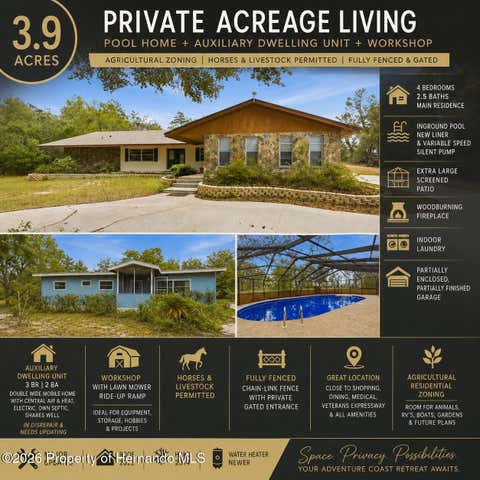 Homes For Sale - 9012 Erma Road<br/> Hernando County, Brooksville, FL 34613