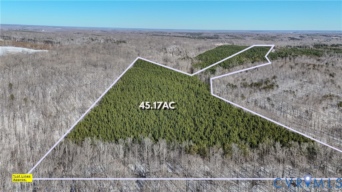 Aerial view from the back of the property looking