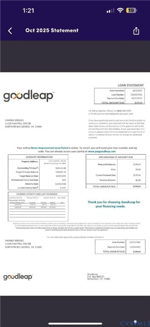 Tiny photo for 11125 Chappell Creek Circle, Prince George, VA 23860 (MLS # 2529725)