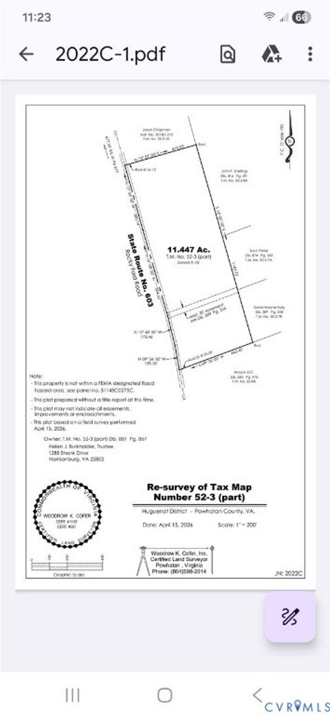 Tiny photo for 0 Rocky Ford Road, Powhatan, VA 23139 (MLS # 2610250)