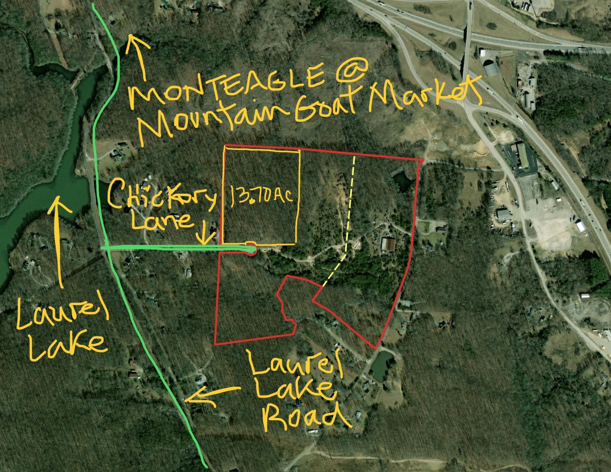 Just one mile from Mountain Goat Market & the Mt Goat Trail. 1000? from Laurel Lake. City waste water line runs along the North property line. Property is zoned R3, allowing high density residential development & Campground dev is approved..