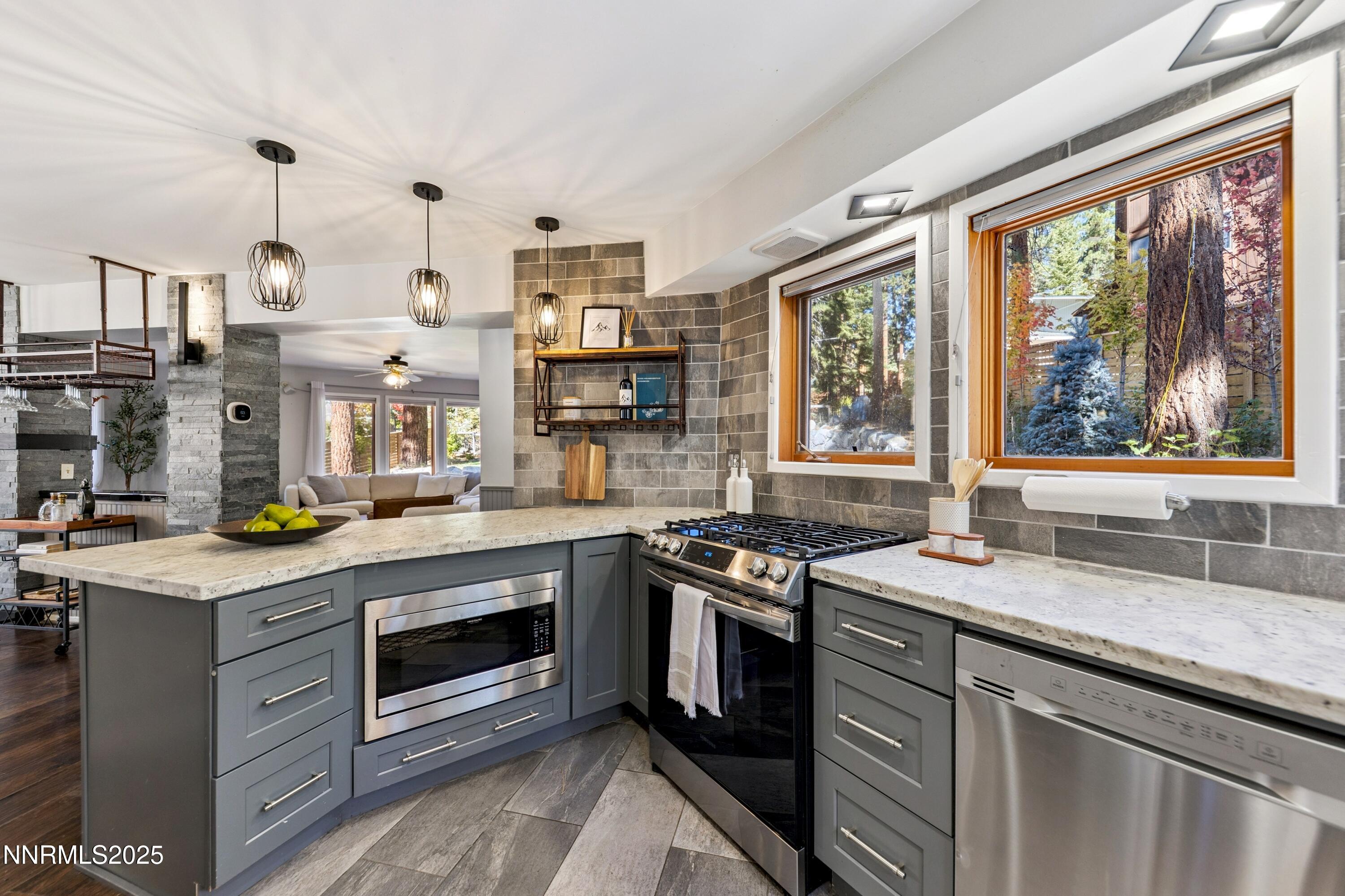 Kitchen view into family room