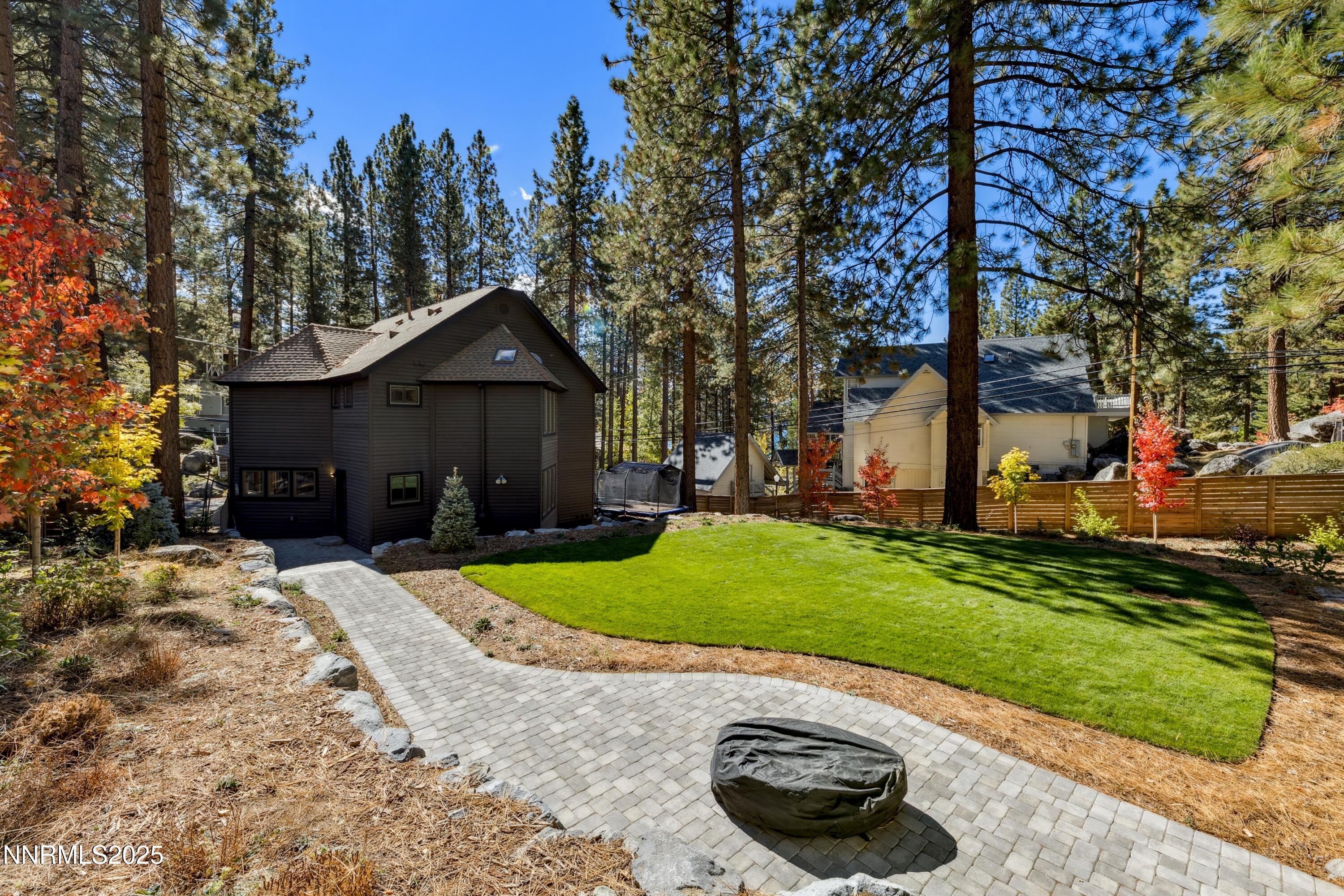 Firepit back of house backyard
