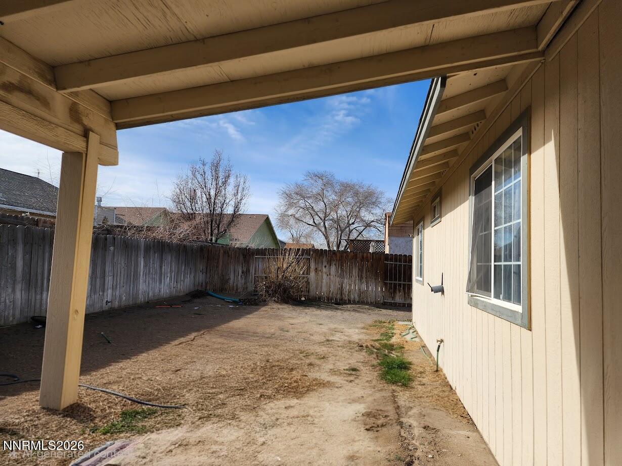 front overhang to backyard