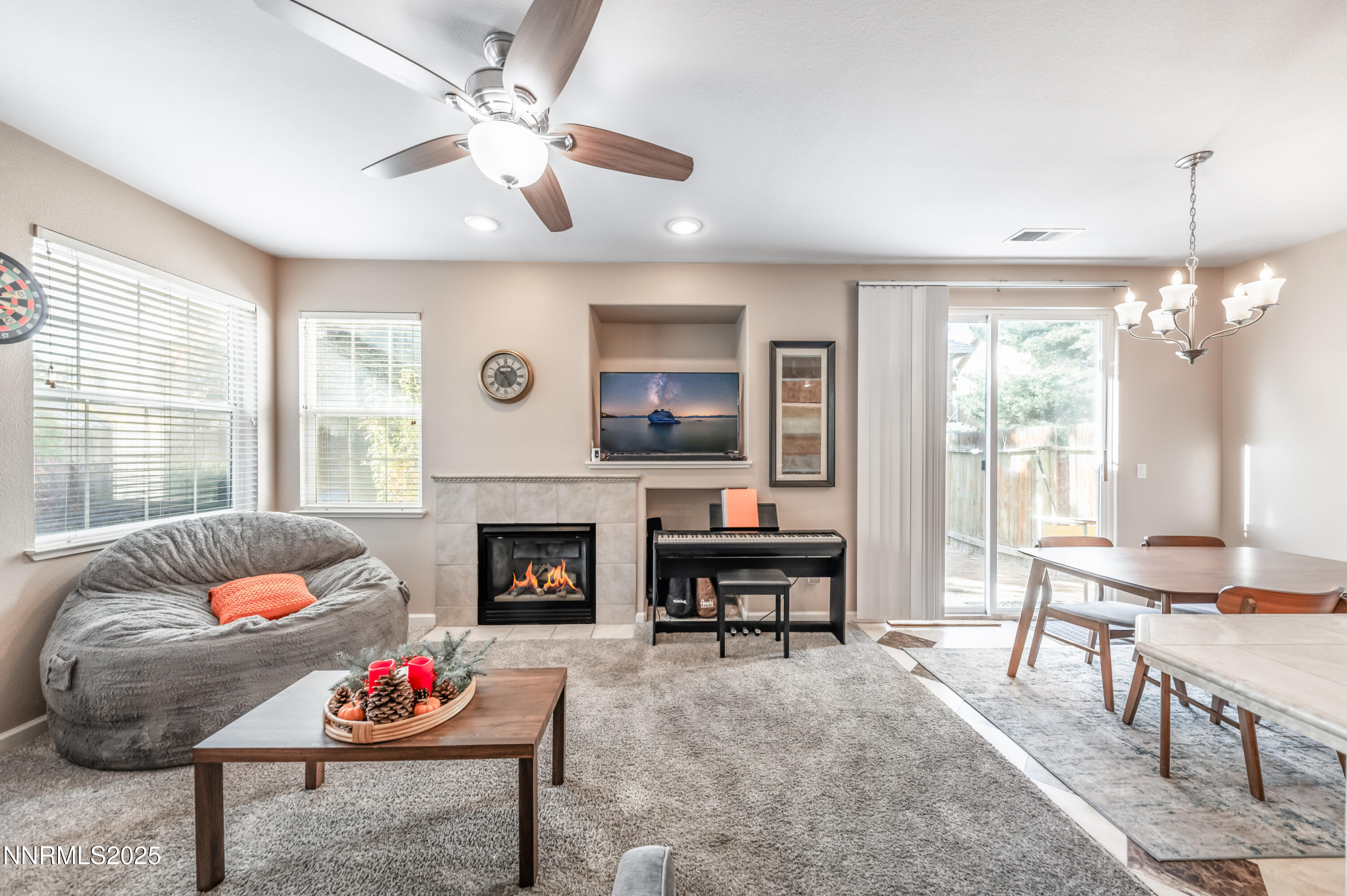 Fireplace living dining