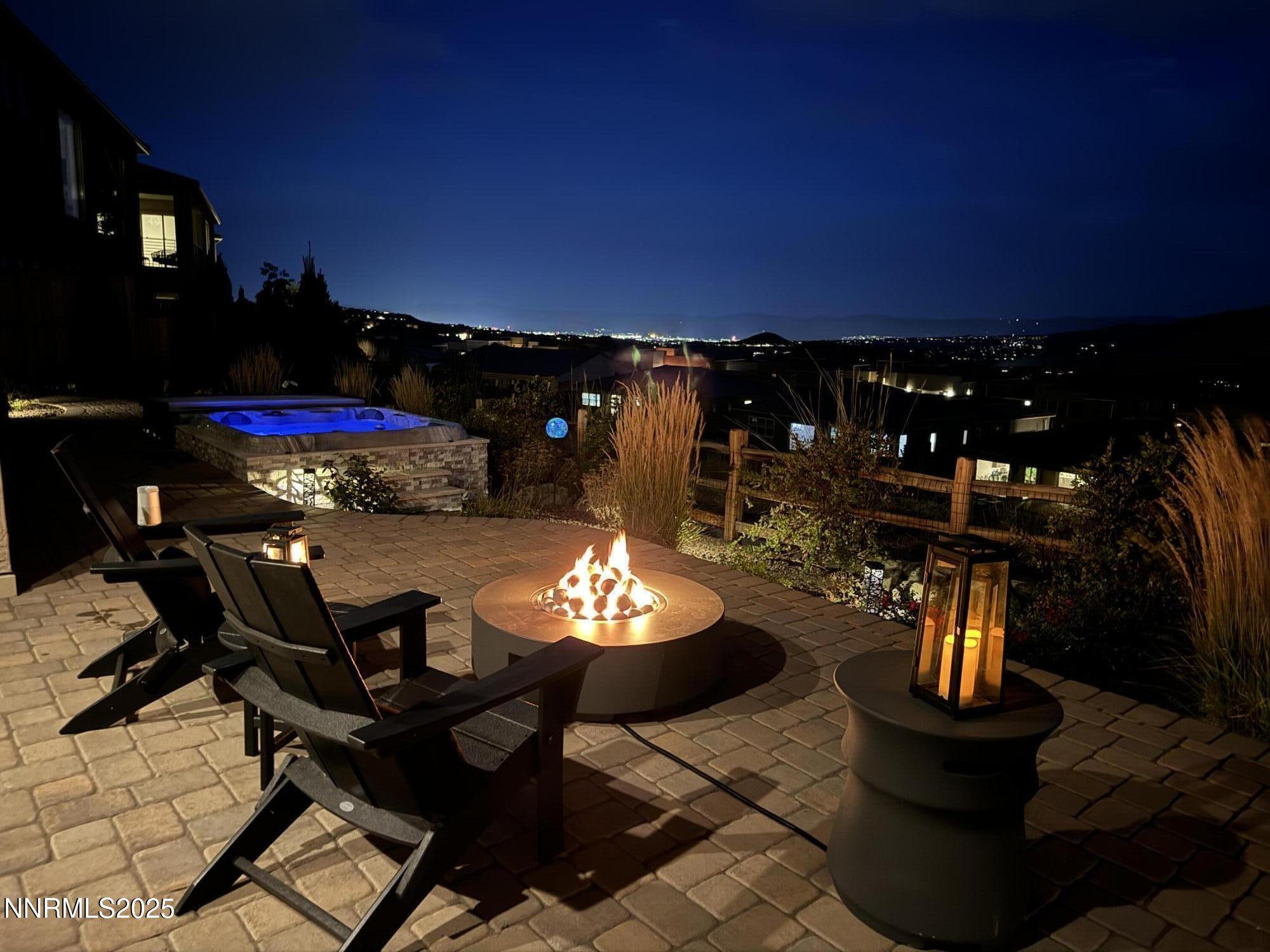 City lights with hot tub