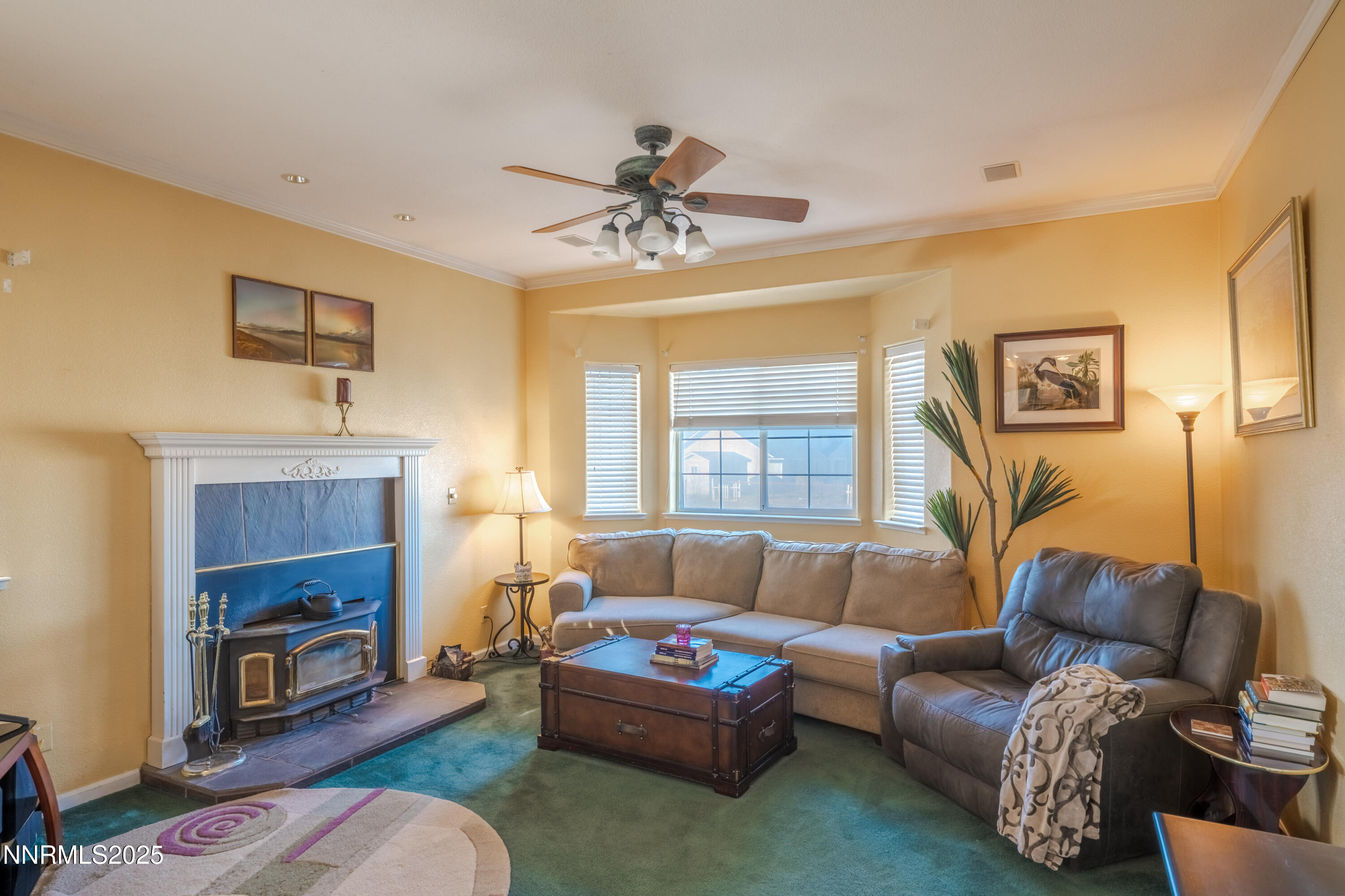 955 Carol Way living room with fireplace