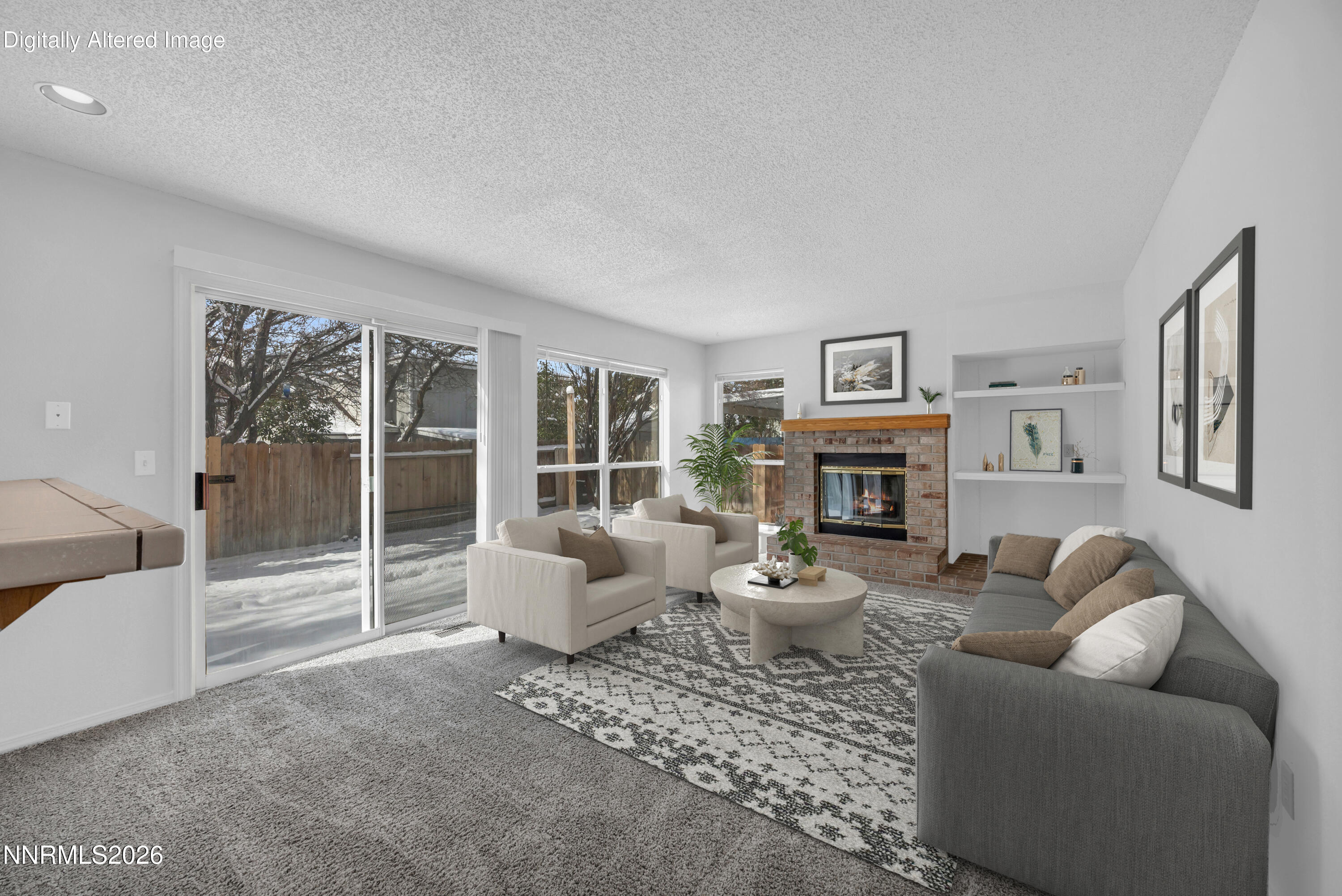 Windcrest family room virtually staged