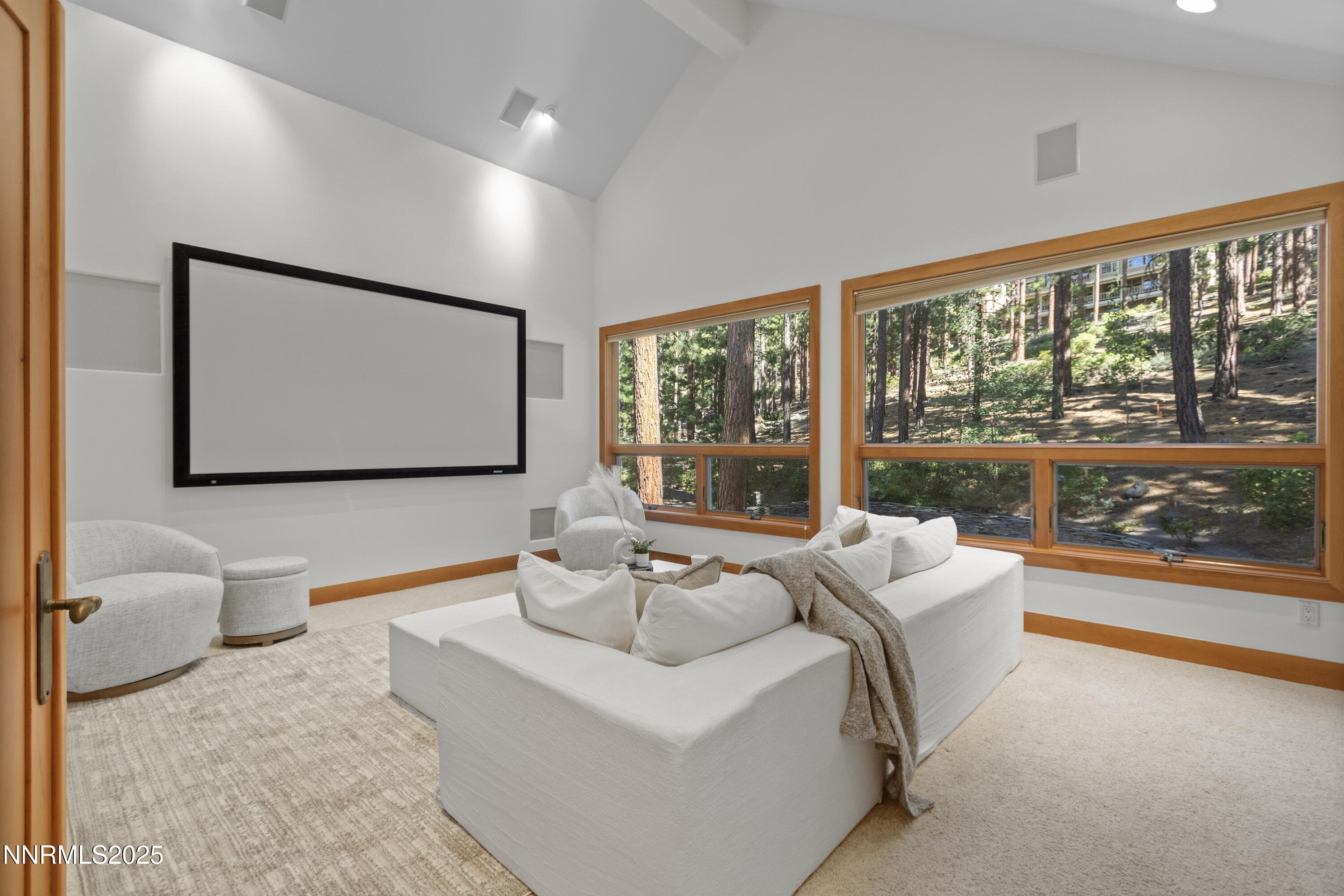 Media Room with Large Windows