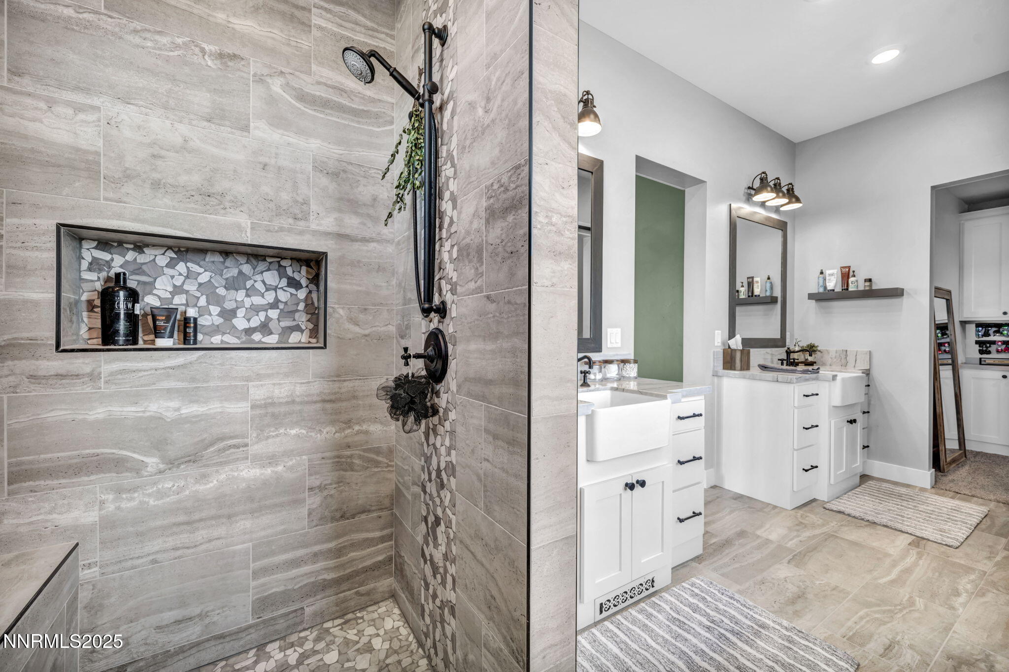 roll in shower dual heads