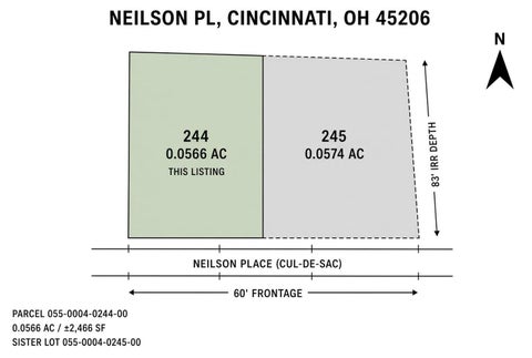 Vacant Land For Sale - 1616 Neilson Pl<br/> Cincinnati, OH 45206