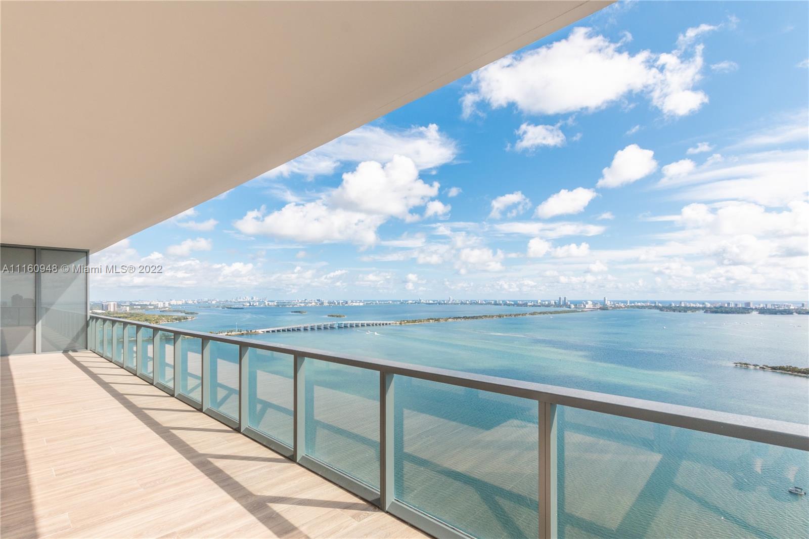 Welcome to Elysee, the very first luxury boutique building in Edgewater. From the moment you walk into this Gorgeous 5 bed/ 5.5 bath residence, you are struck with stunning, unobstructed Bay views. Step out onto your 8ft deep balcony & take it all in. Rising 57 floors above Biscayne Bay, Elysee features 2 units per floor, all flow-through. Private elevator foyers, marble baths, Italkraft kitchens,
All bedrooms have custom high-end closet millwork Master closet includes custom designed island with quartz countertop Motorized window shades Kitchen backsplash – Bianco Carrara polished mosaic Complete Crestron Lighting, Shades, Climate & AV Integrated Control System Amenities include sunrise & sunset pools, waterfront fitness center, 30th floor Sky Lounge with theatre & private dining room.