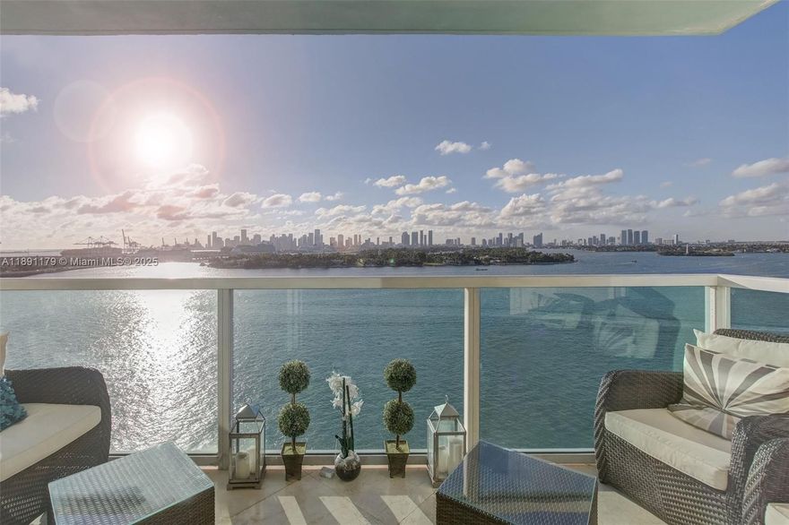 Beautiful and spacious 3-bedroom unit at The Floridian, offering stunning direct bay views and elegant marble flooring throughout. This residence features an upgraded kitchen and bathrooms, generous closet space, a private balcony, and a full-size washer and dryer. Includes two covered parking space in a full-service building with top-tier amenities. This unit is currently tenant-occupied and will be available starting December 2025.
