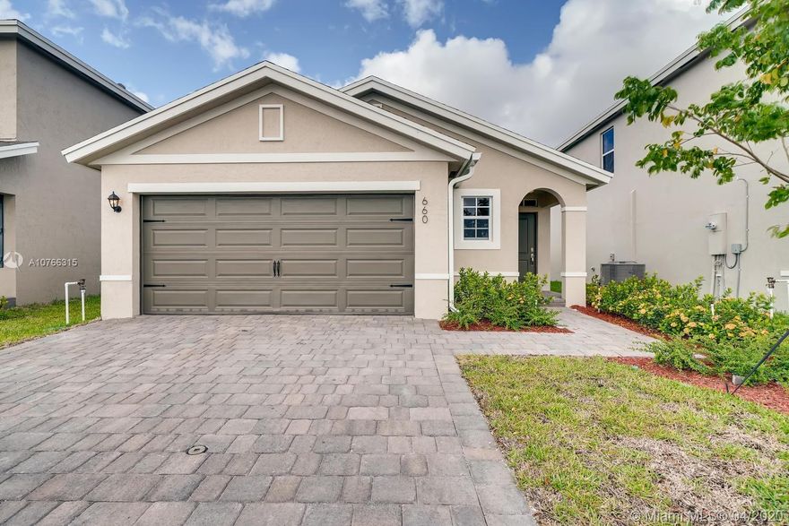 By Appointment Only. Live Video Appts Now Available. NEW CONSTRUCTION! Ready to move in! Beautiful 1-story Allex model consists of 3 bedrooms and 2 full baths and a two car garage. This Smart home has granite kitchen countertops, stainless steel appliances, tile in main areas, Home Is Connected package, hurricane panels, New home Warranty and much more! 4 Models to choose from Low HOA, NO CDD. Minutes from Florida Turnpike, close to shopping, mall, movies, bowling and the Florida Keys. BRAND NEW HOME! CALL FOR A TOUR AND MOVE IN SPECIALS- Restrictions may apply *Pictures, photographs, features, colors and sizes are approximate for illustration purposes only and will vary from the homes as built.