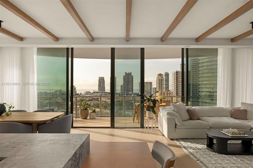 Where Central Park and South Beach collide. Welcome to Residence 1601. This thoughtfully designed home offers sweeping 180-degree views of the ocean, South of Fifth, and the bay and downtown skyline, all framed by floor-to-ceiling windows that fill the space with natural light. Spanning 2,187 SF of interior living space with an additional 900 SF wraparound terrace, the residence features curated upgrades including a Control4 smart home system and integrated sound throughout.

Located within Five Park, South Beach’s newest luxury tower, residents enjoy an unmatched amenity package including a private beach club with house car transportation, resort-style pools, on-site restaurant, spa and sauna, state-of-the-art fitness center, two cinema rooms, world-class co-working lounge, children’s clubhouses, a two-acre park, and 24/7 concierge and doorman services. Perfectly positioned in South Beach, Five Park also offers the convenience of accessibility, just seconds from some of Miami’s top dining and lifestyle destinations.