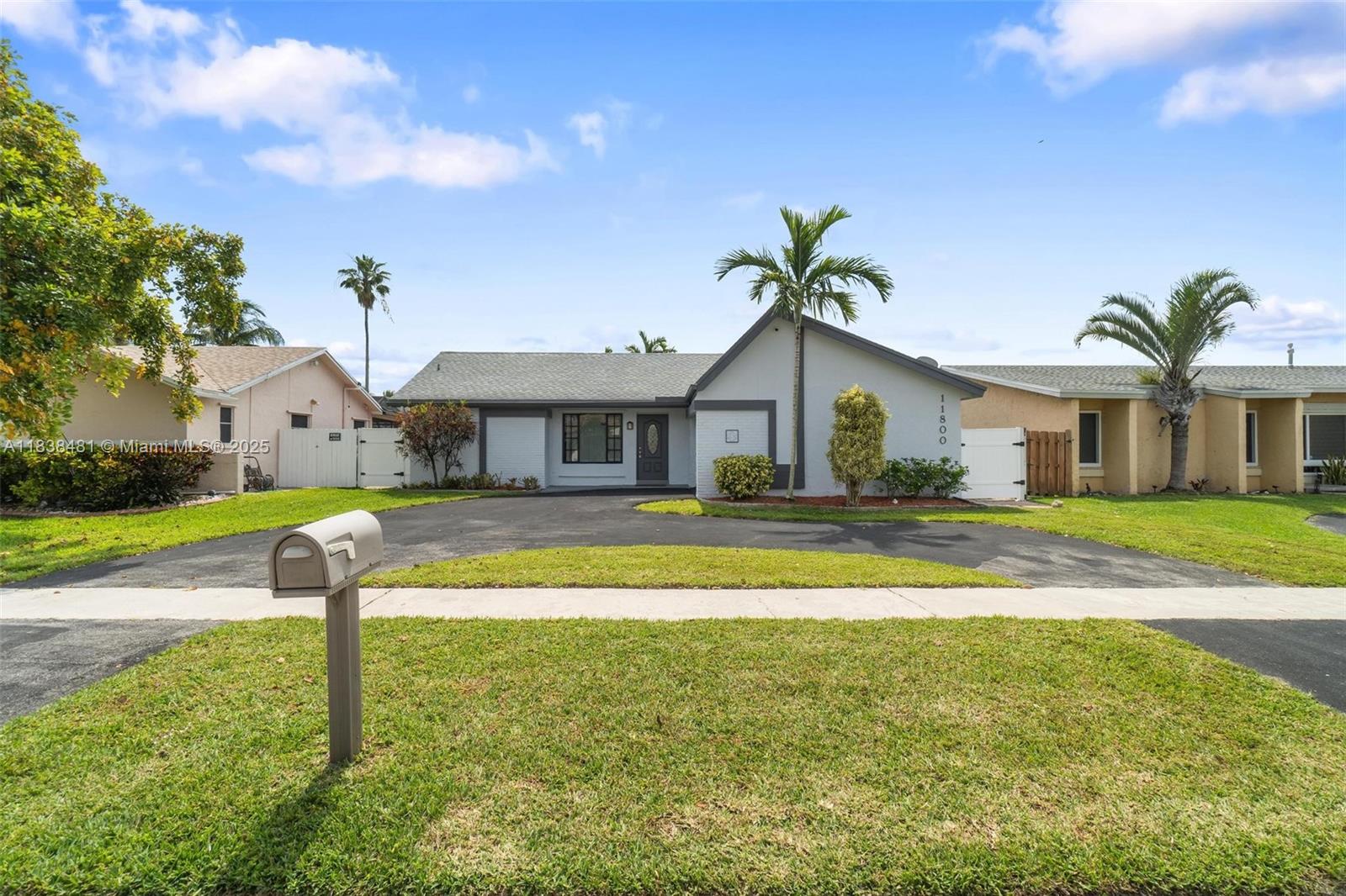 Beautiful and well-maintained 3 bed, 2 bath home in Sunrise with new roof (2023), private pool, and jacuzzi! This charming home features vaulted ceilings, tile flooring, granite kitchen countertops, and stainless steel appliances. Enjoy the privacy of a fenced yard, circular driveway, and a screened patio perfect for entertaining, with views of the pool and garden. French doors open to a lovely outdoor space ideal for gatherings.
Conveniently located just 5 minutes from Sawgrass Mills Mall, major highways, dining, and entertainment.
Please email all offers with proof of funds or pre-approval.