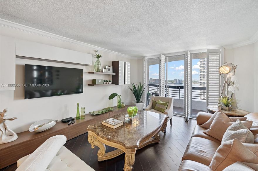 The best deal in all Mystic Pointe Towers. This beautifully renovated 1-bedroom, 1-bath residence in Mystic Pointe Tower 100 features high-end upgrades throughout, including all-new HIGH IMPACT doors and windows that provide both style and security.
The modern kitchen offers excellent appliances, including a WIDE GE refrigerator and wine fridge. The elegant remodeled bathroom and classic white plantation shutters add a touch of sophistication. Additional features include custom closets with abundant storage, smooth ceilings, CUSTOM LIGHTING, and a stylish Addison House wall unit. TANKLESS water heater and newer AC!!!
Enjoy beautiful Intracoastal and city skyline views. Assigned covered parking. Private storage conveniently located just in front of your door.
Tower 100 impresses with its modern lobby, 24-hour security, and low maintenance fees. Residents enjoy the Mystic Pointe lifestyle with tennis courts, pickleball courts, a heated pool, sauna, fitness center, on-site restaurant, marina, and a scenic waterfront walking path—all just minutes from Aventura Mall, beaches, and top dining destinations. Very well maintained building, with reserves.