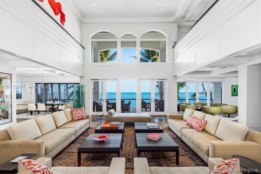 Enjoy living in this contemporary masterpiece located in coveted guard gated Four Way Lodge Estates on the wide-open bay in Coconut Grove. No expense spared in this 5BD/5.3BA 13,101 Total SF estate,offering 97 Ft of WF with unobstructed panoramic views. This private residence exemplifies indoor/outdoor living at its finest, featuring surround sound system, home gym, media room, hurricane impact windows & boat lift/dock. State-of the-art chef’s kitchen boasts top of the line appliances, gas cooktop, & an outdoor herb garden.Take in stunning bay views throughout your very own tropical oasis & relax in your spacious master suite,complete w/spa-like bath. Entertain by the pool in your luscious backyard & dine al-fresco on the expansive covered patio,complete w/outside kitchenette, BBQ & bar