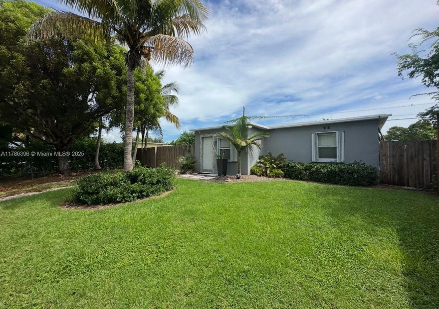 Buy w/ EQUITY, priced below the appraised value. Updated kitchen & bath, situated on a large private lot w/ plenty of room for your RV, boat, trailer or sooo much more. Includes a flex space for a home office/gym or add'l bedroom. The roomy layout & neat outdoor spaces will impress. Enjoy your own backyard oasis, secluded from the street w/ a lush hedge. Two entrances, room for covered parking or an addition. Extra wide wood rolling gate for easy access. The custom tikis make you feel like you are on vacation & offer add'l living space while the back porch is convenient to BBQ or relax/unwind. The property is fenced w/ new grass sod, includes a storage shed, accordion shutters, concrete roof, central A/C, plenty of closets & laundry room. A turn-key single family home, priced to sell!