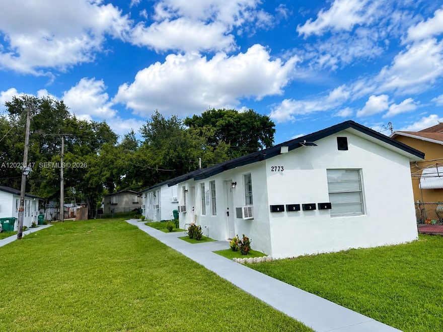 Excellent investment opportunity in the heart of Miami! Completely remodeled fourplex featuring updated studio units with brand-new kitchens, renovated bathrooms, modern flooring throughout, and fresh interior/exterior paint. All units are currently rented, generating a total monthly income of $5,400, making this a turnkey cash-flow opportunity with immediate income potential. Well-maintained multifamily property located in a high-demand rental market, ideal for investors looking to expand their portfolio with a stabilized asset in Miami. Neighboring fourplex for sale! 2773 and 2775 can be sold TOGETHER as a bundle.