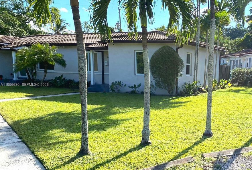 Tastefully renovated 2/1 duplex in quiet area of desirable Biscayne Park. Like living in a private home, with private entrance, large private fenced yard, and plenty of parking. Windows on all sides provides lots of natural lighting. Home features tile floors throughout, Corian counters in kitchen with stainless appliances. Separate dining area with pass through and eat in snack counter in kitchen.....Hurricane Impact windows and blinds throughout... Great location.. close to schools, shops, and minutes to major highways. ....Pets okay....Easy to show and rent...