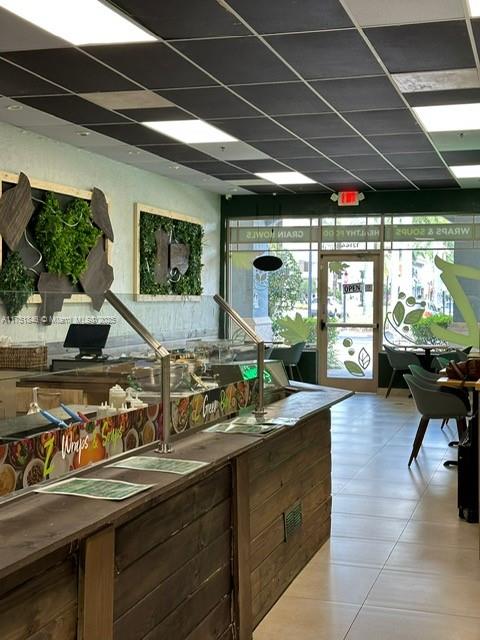 Turn key Sale. This restaurant with a prime location offers great visibility in a high traffic area. Features Grease Trap. Space to place Hood and Kitchen. Wine, Beer and Food License on site.
Advantages of the turnkey option: Significant savings in time and money on equipment and renovations, Flexibility to maintain the current healthy food concept or change to a new kitchen. Prime location in a busy shopping center, Spacious layout Over 1440 square feet, perfect for any takeout restaurant.
Rental payment amount $6,600.00
All inventory included