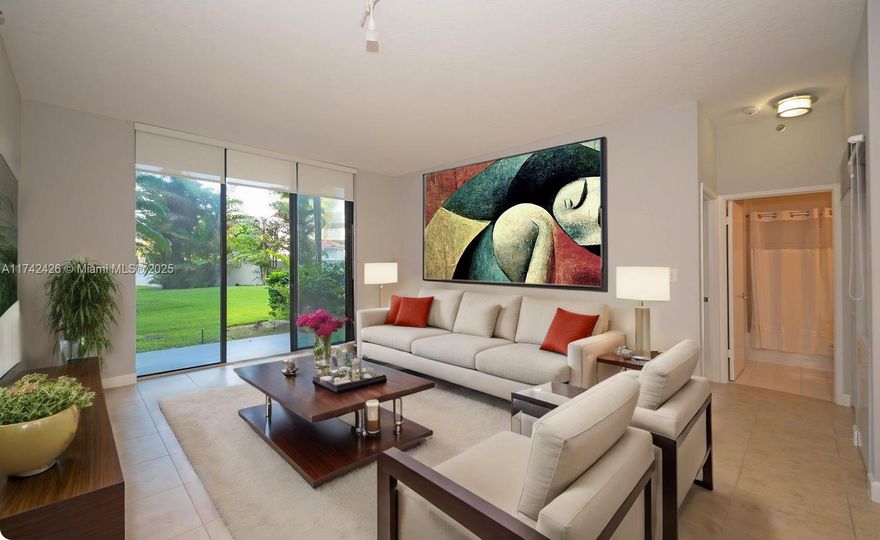 OPORTUNITY ,Only first floor with more floor to ceiling height in the Building, no stairs, no elevator, very good location ,very good condition, walking distance from Aventura Mall and the beautiful beaches of Sunny Isles. Pet-friendly, 2 Bed / 2 Bath in Parc Central East. Conveniently located in the Building, with great views of the garden from both bedrooms and living room offers great privacy. High ceilings and high windows and sliding doors. Updated kitchen with Stainless steel appliances. New Washer and dryer in the unit. New A/C lees than one month. Fitness center, heated pools,24/7 front desk , assigned parking plus valet and more. No Rental restriction for the first year , No Airbnb. NO SPECIAL ASSESSMENT , Only for investor. Rented start September 30. $2650 month