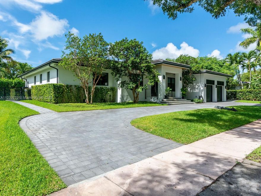 New Construction, built in 2020 with high-end finishes and unique features, located in the beautiful South Gables. Stunning Smart-House with 6bed/5.5bath, 9ft ceilings, Chef’s kitchen with top of the line Wolf and SubZero appliances, large island with prep sink, ice maker and wine cooler, great for entertaining. Custom iron glass door and wall unit. Integrated sound system. Master bedroom with large spa and steam, his and hers walk-in closets, detached guest suit and staff quarter. Beautiful backyard with turf grass, large cover terrace, outdoor kitchen and salt-water pool. 1,000-gal underground propane tank. A 38KW Generator large enough to run the entire house for 2 weeks without power. 2 car garage with an electric charging station. Surveillance system, impact windows/doors, & much more