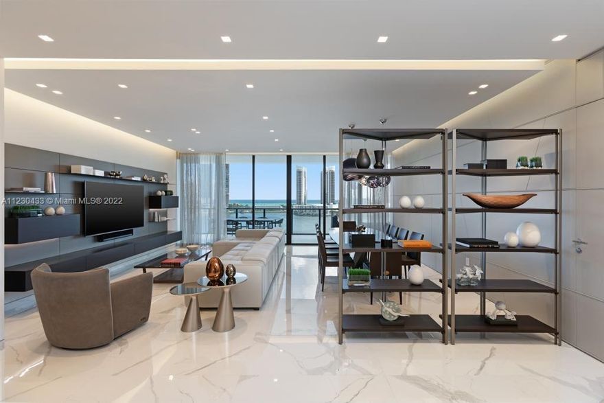 Stunning 3 bedrooms, 4 1/2 bathrooms with unobstructed ocean, intercoastal and city views from both sides of the unit. Exclusive residence at Privé, a private, gated island in Aventura. Unit features private elevator, a foyer, an open and spacious layout, double deep terraces and 10 ft ceilings. An open kitchen with top-of-the-line appliances, perfect for entertaining. Impeccably furnished and decorated, with the finest finishes and designer custom-made furniture. 
Amenities include private beach, 24-hour security, 5 star concierge, private gatehouse entry, restaurant, marina, pier, 20,000 sq/ft of spa and gym, 2 lap pools, social room, cigar room, wine cellars, tennis court, children's playground, valet parking, private docks available and a full-service marina for yachts up to 150 ft.