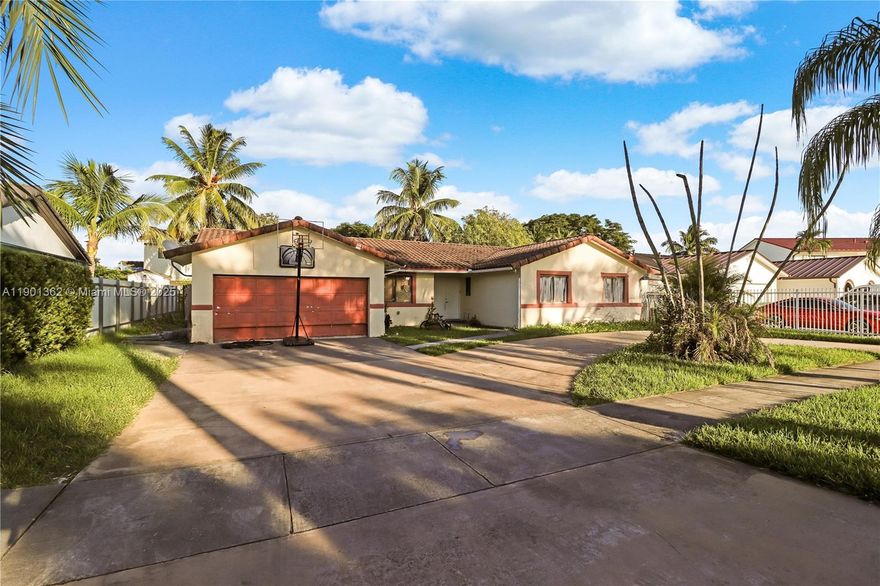 This home features a spacious layout with tile flooring throughout for easy, low-maintenance living. Outside, the property boasts a sparkling pool perfect for relaxation and a circular driveway providing ample parking. Adding to its versatility, the converted garage offers valuable flex space that can be adapted to your needs. This is a great opportunity to add your personal touch and customize the home. Enjoy the ultimate convenience of the location, offering proximity to the prestigious Palmetto Golf Course and US1, ensuring easy access to entertainment, dining, and major thoroughfares.