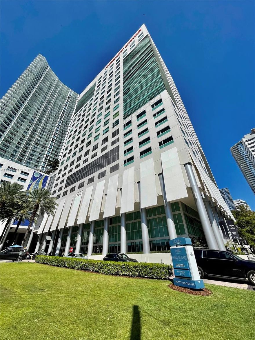 CORNER UNIT, Great location, amazing views over Brickell, already built with full glass from floor to ceiling. 4 offices, 1 conference, reception area, kitchen, etc. Approx. 1,835 sq ft. 3 ASSIGNED and covered parking spaces! Walking distance to Brickell City Centre, Metromover, Metrorail, and EASY ACCESS to I-95. Maintenance fees include Electricity (A/C), external insurance, two phone lines, basic cable TV & Internet. **Unit rented until April 30, 2028, showing by appointment only*