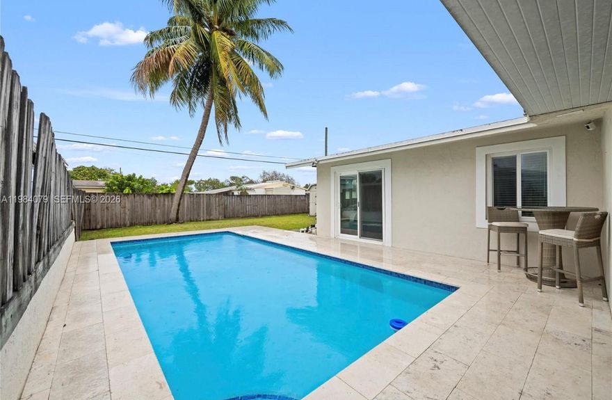 Beautifully remodeled 2 bedroom, 1 bathroom pool home in the heart of Davie, offering the perfect blend of modern design and South Florida living. Situated on a fully fenced lot, this home features a private pool with elegant travertine decking, ideal for relaxing or entertaining.

Step inside to a bright, open interior with updated flooring, recessed lighting, and impact windows and doors throughout. The upgraded kitchen is a standout, featuring quartz countertops, stainless steel appliances, double convection oven, wine fridge, and a dedicated bar area that flows seamlessly into a spacious dining room.

Enjoy the convenience of modern indoor washer and dryer, two covered patio areas, and a large storage shed for additional space.

Located just steps from Davie Veterans Park and minutes from Nova Southeastern University, FAU, Broward College, Hard Rock Casino, shopping, dining, and major highways. Deposit includes 1st month, last month, and security.