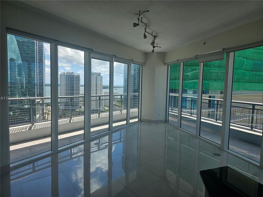 UNIQUE 2BD 2.2 BATH WITH 270 DEGREE VIEW OF BRICKELL. Porcelain flooring, floor to ceiling glass panoramic views from the wrap around balcony w private entrance from each bedroom. Washer & Dryer in unit. Duo roller shades black out/sheer, SS appliances, granite counter tops, mosaic design, island kitchen, foyer entrance, extra storage room, closet organizers, state of the art wellness center, cardio machines facing pool, yoga area, each bathroom has showers, a steam room, dry sauna and a cold plunge tub, 24 HR Valet & Concierge, Convenient store, Gyu-Kaku Japanese BBQ  Restaurant outside, Contemporary lobby, pool, spa, BBQ Grill Area, conference room, walking distance to Publix, Train station, Mary Brickell Village, Brickell City Centre, Business Financial District, fine dining, trendy places and hot spots. Basic Cable & Internet included by association.