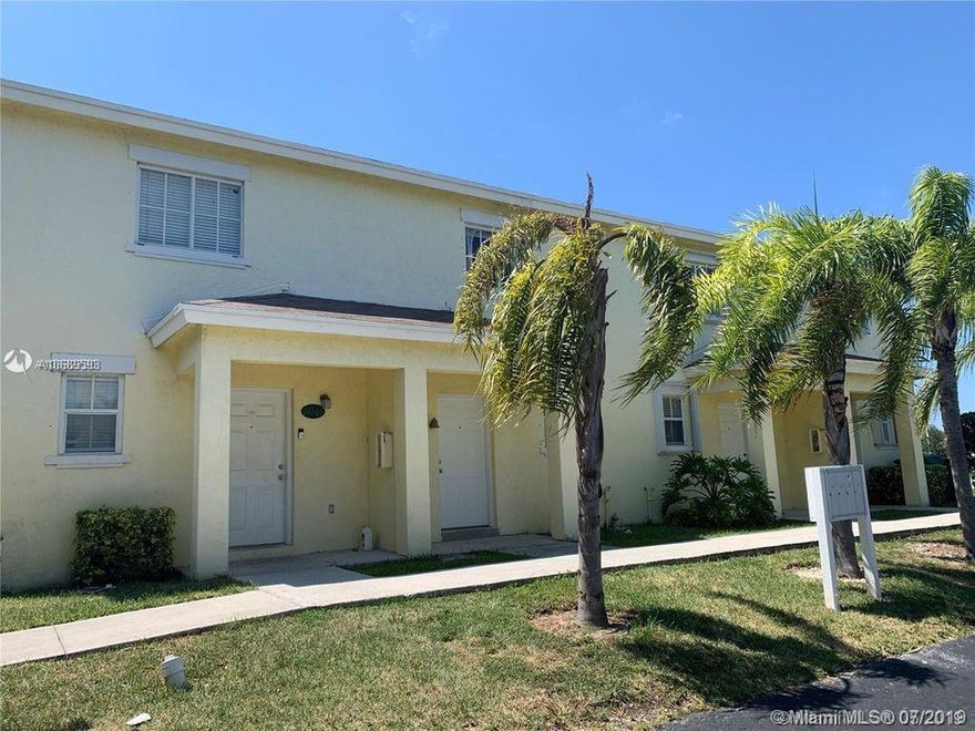 Town home with 2 Master bedrooms and 2 bathrooms upstairs and 1/2 bathroom down stairs.  Property needs many repairs. There is a back yard-that can accommodate a spa. It is  located  in the Cutler Bay, Fl area with shopping centers and South-Land Mall near by.  An excellent community with low-Assn dues. With property values rising and rentals in the area averaging 1,450 and 1,500.