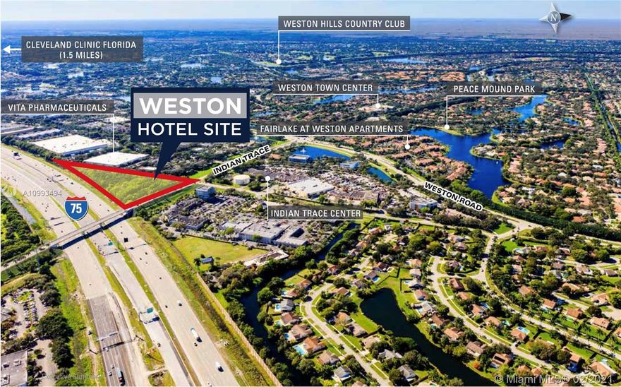 GREAT VISIBILITY FROM I-75, Currently a 3.16-acre site, zoned B3, the Property is fully approved and permitted for the construction of a 152-key hotel but an investor can explore a variety of branding options. The Site is located at the intersection of SW 160th Avenue and SW 14th Street, just over a mile from the nearest Interstate-75 exit and proximate to an abundance of upscale residential communities, 72 holes of premier golf, and the Cleveland Clinic of Florida. The Hotel is designed to be a 5-story building, complete with a third-party leased restaurant and a mixture of surface and mechanical parking spaces. The architectural plans include a 3,650 SF restaurant space on the first floor.