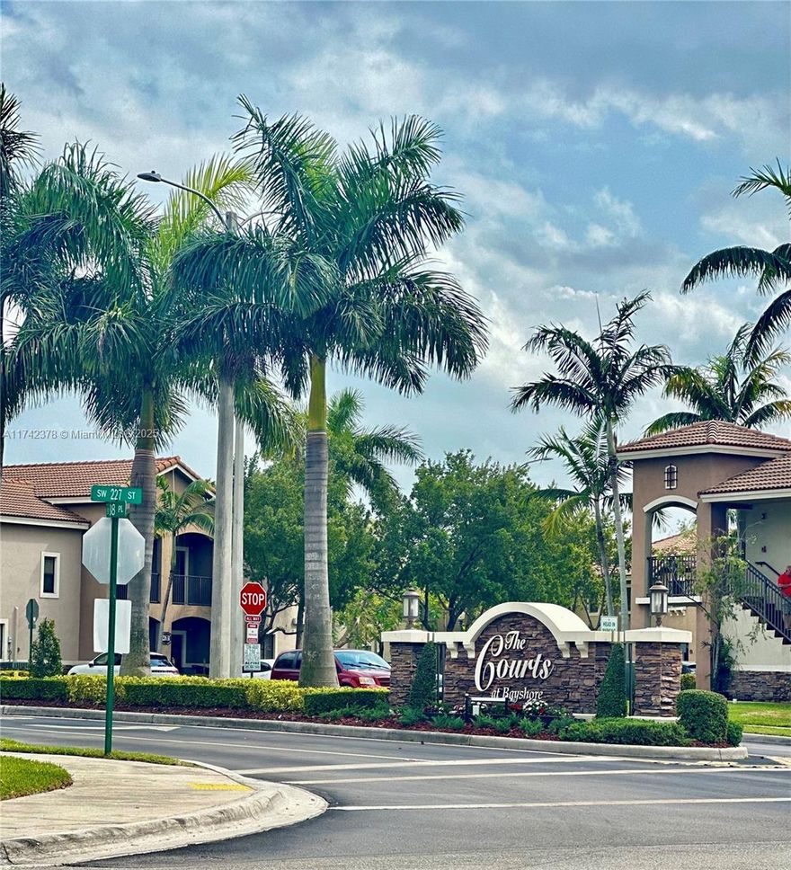 Unique Opportunity, Spacious 3-bedroom, 2-bath condo in Courts at Bayshore, rented at $2,450/month to excellent tenants —ideal for investors or future residents. This split-plan unit offers privacy, a home-like feel, and ample space. Located in a gated community with lakes, green areas, and nature trails, residents enjoy resort-style amenities like a large pool, clubhouse, and pet-friendly policies. Close to major highways, scenic routes, and A-rated schools, this property combines Cutler Bay charm with city access. The community is well-maintained, with pristine common areas and exteriors that enhance its appeal. Don’t miss this chance to own in a sought-after community perfect for comfort, convenience, and investment potential.The apartment is located on the second floor