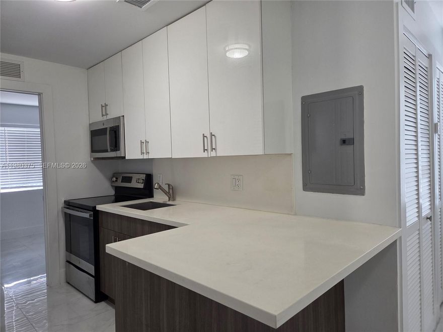 Renovated fully equipped 1 bedroom 1 bathroom unit, luxurious modern finishes throughout. Central AC, washer/dryer in unit, quartz style counters, stainless steel appliances, beautiful white tile floors. Building is a remodeled, fenced in, gated 4 plex. Square footage is an estimate / approximate at 538. Minutes from Wynwood and Downtown Miami. Professionally managed. *USPS mail delivery is pending final confirmation- mailbox is installed but we are waiting on verification from USPS; see broker remarks or ask listing agent.