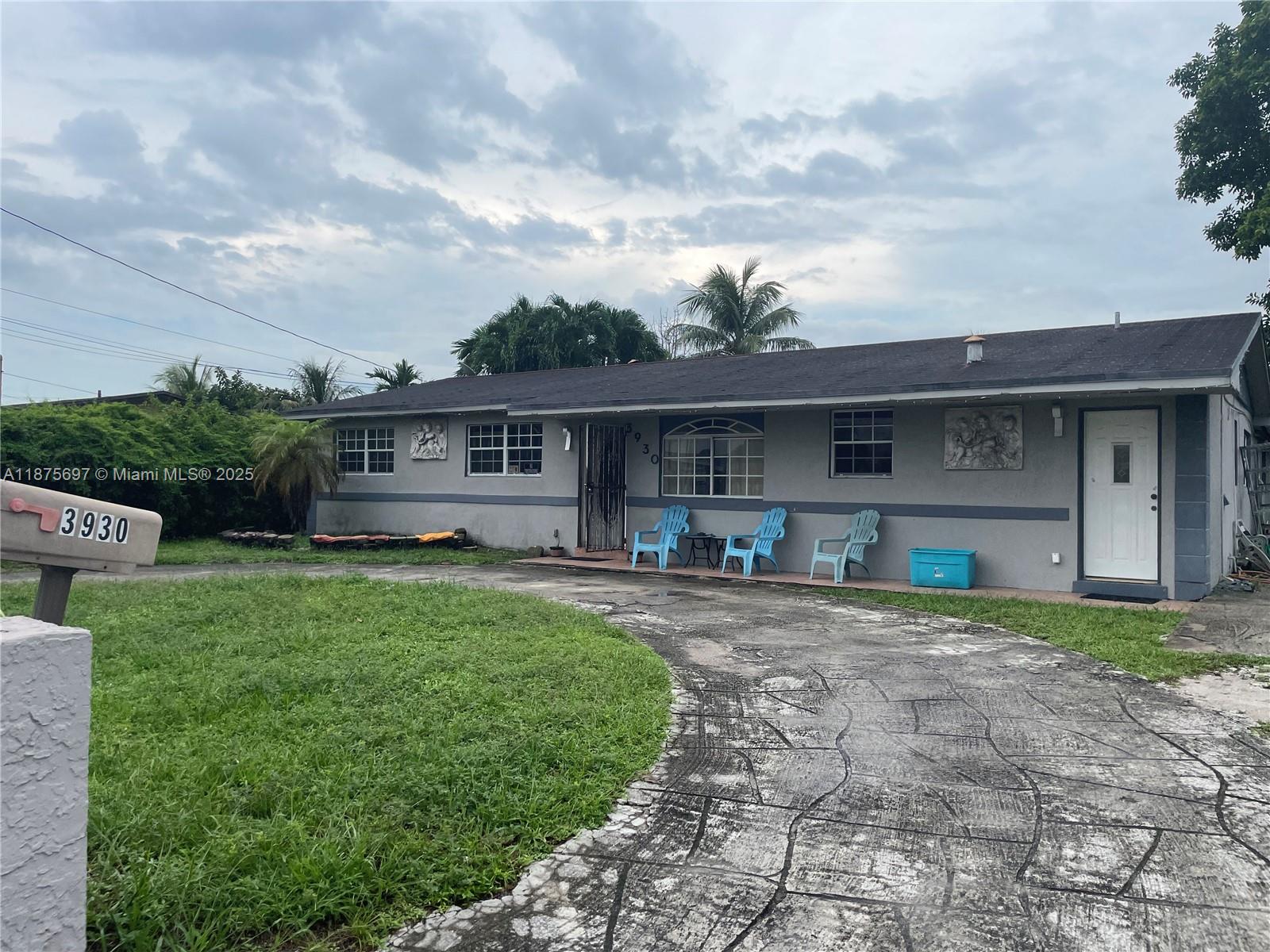 Spacious 5/3 home in Miami Gardens with built-in in-law quarters or rental potential. Features a large living room, separate den, and a spacious backyard overlooking the canal. The circular driveway provides ample parking, plus a detached storage structure adds convenience. Located just minutes from the 826 highway and less than 2 miles from Hard Rock Stadium. Property needs work and a new roof, making it a great opportunity to customize or invest in a highly desirable location.