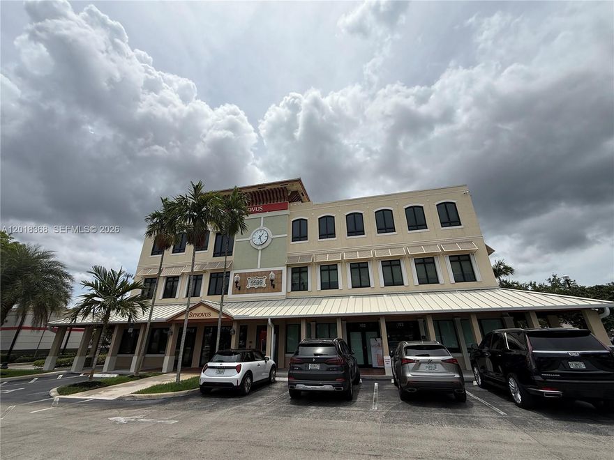Exceptional opportunity to own a rare office condo (955sf) in one of Davie, Florida’s most established professional buildings. With extremely low inventory in the market and zero vacancies in the building, this asset demonstrates strong and consistent demand — making it an ideal acquisition for both owner-users and investors.
Located inside a professional bank building surrounded by quality tenants including legal, financial, accounting, and title service firms, this space offers a polished, professional environment at a practical price point.
IDEAL FOR:
   •    Law Offices
   •    Accounting & CPA Firms
   •    Title & Escrow Services
   •    Financial Planning & Investment Firms
   •    Marketing & Consulting Agencies
   •    Sales & Professional Services including Real Estate
PROPERTY HIGHLIGHTS:
   •    Rare office condo — limited supply in submarket
   •    100% occupancy in building signals strong asset performance
   •    Turnkey interior finishes — immediate occupancy ready
   •    Furniture package available (separate bill of sale)
   •    Well-managed HOA with low monthly condo fees
   •    Ample on-site parking for tenants and clients
   •    Prime Davie, FL location with excellent visibility and access
   •    Seller is motivated —1st time on the market: offers being accepted.
Quick access to I-595 provides seamless east-west travel linking I-95, Florida’s Turnpike, and I-75/Sawgrass Expressway.