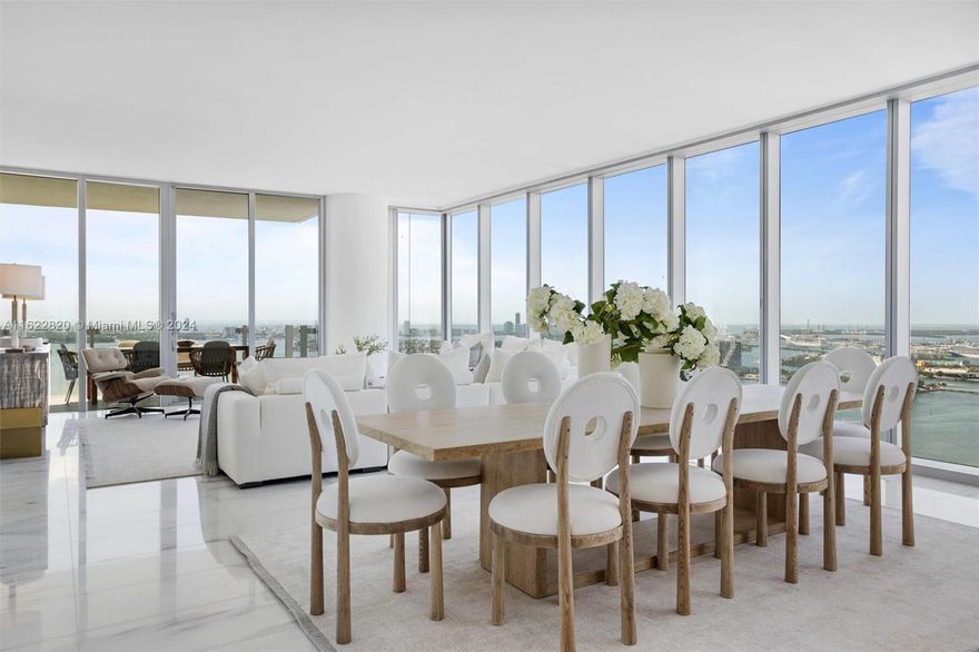 Missoni Baia redefines the essence of luxury living, catering to discerning residents with a penchant for first-class amenities and a location close to Miami's Design District, Wynwood, Midtown, and South Beach. Whether you prefer a game of tennis, a swim in the resort-style pools, movie night with friends, a chef-prepared meal in one of the shared spaces, Pilates, working out in the fitness center, delighting in the custom game room, or relishing the fresh air on your expansive terrace - Missoni is an ideal place to call home! This SE corner suite is bathed in natural light and boasts 270 degrees of mesmerizing views. With 4 ensuite bedrooms, staff quarters, and privately attached additional storage, this spacious residence is perfect for entertaining and a family-oriented lifestyle.