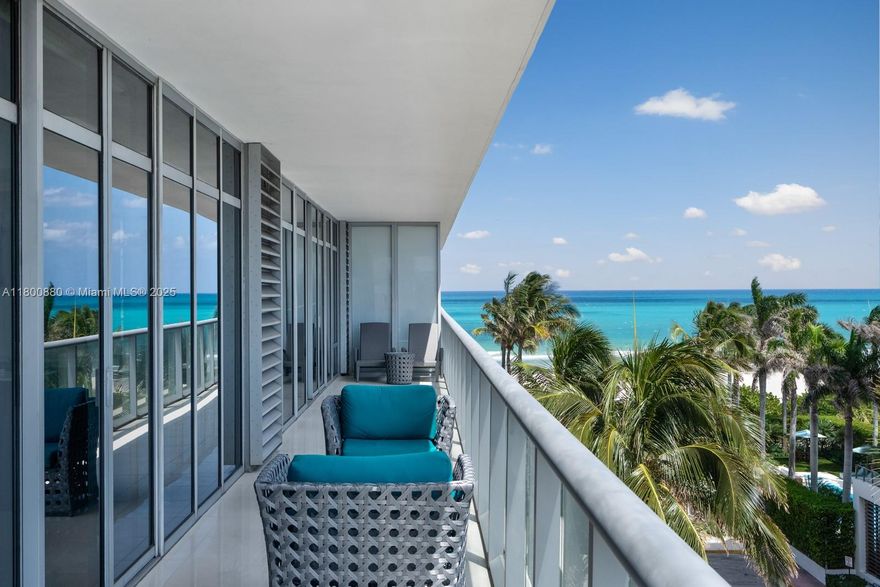Gracing the southwest corner of Caribbean South Beach, Residence 503 offers 2 beds, 2.5 baths, and 1,621 SF of refined interiors with 700+ SF of wraparound terrace with panoramic views. Floor-to-ceiling windows throughout frame sweeping ocean and city views. Porcelain floors and marble finishes complement an open European kitchen with Italian cabinetry, stone countertops, gas cooking, and Miele & Sub-Zero appliances. The primary suite features a walk-in closet and spa-style bath. Enjoy resort-style amenities: private beach service with towel and chair setup, bayfront pool, heated Jacuzzi, wine and humidor storage, fitness center, valet, and 24-hour front desk. Ideally located in the heart of Mid-Beach, near fine dining and world renowned hotels.