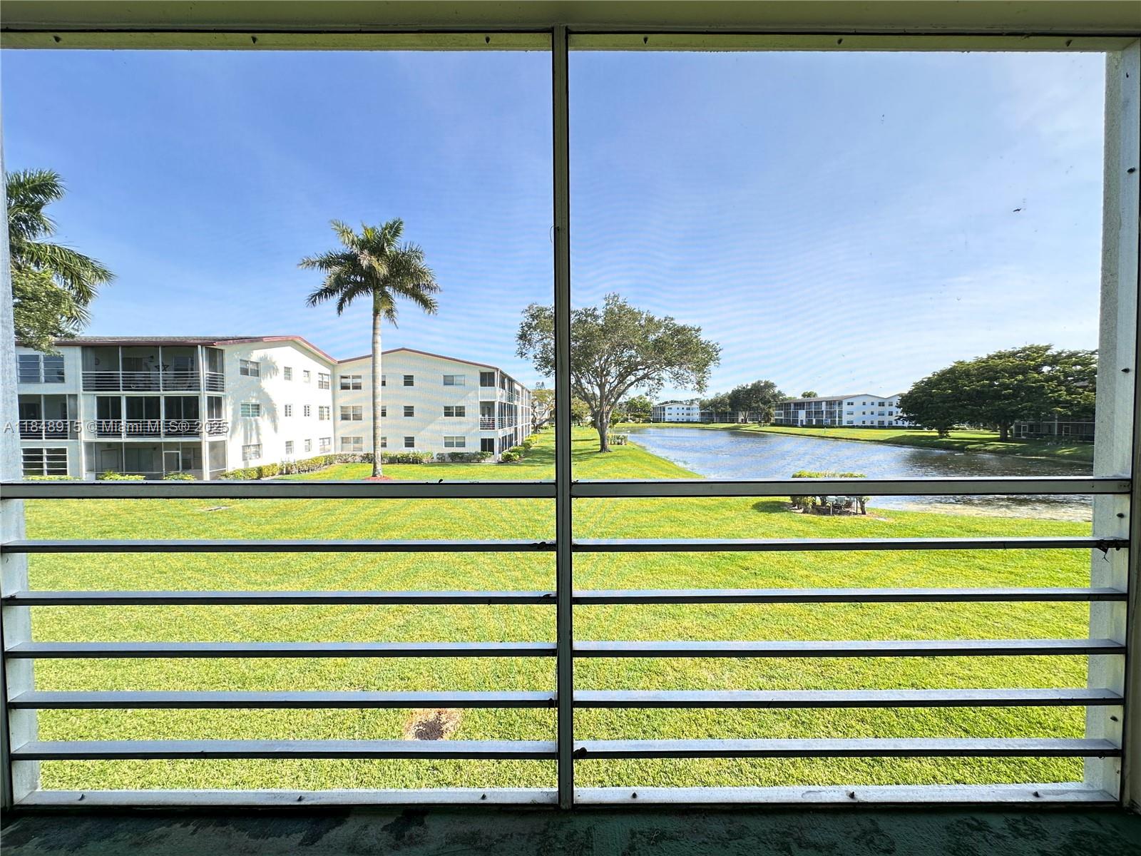Rent this amazing condo 1 bedroom and 1.5 baths with a long screened balcony overlooking a lake and all amenities included. Ceramic floors throughout the property. Updated kitchen and bathrooms. A designated storage room. There is an elevator in the building and a common laundry room on each floor. A community pool. Century Village 55 community. Amenities include: walkway throughout the complex. The Clubhouse has a full gym, theater, pools, ping pong tables, card room, bingo, tennis courts, jacuzzi, shows, classes, clubs, library, meeting rooms, party room, fitness center, billiard room, and more. Free bus service inside the community and outside to the shops and various routes. Maintenance includes: water, cable, internet, exterior insurance, community pool.